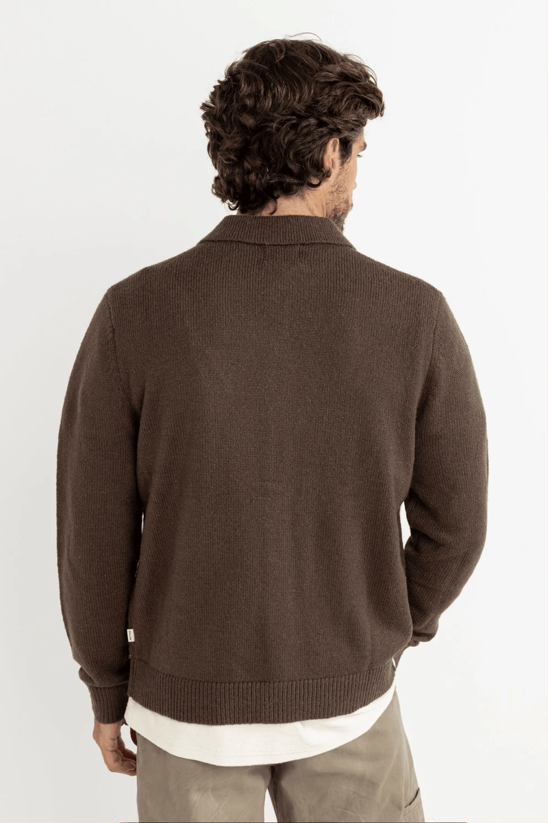 MOHAIR BUTTON UP KNIT - CHOCOLATE