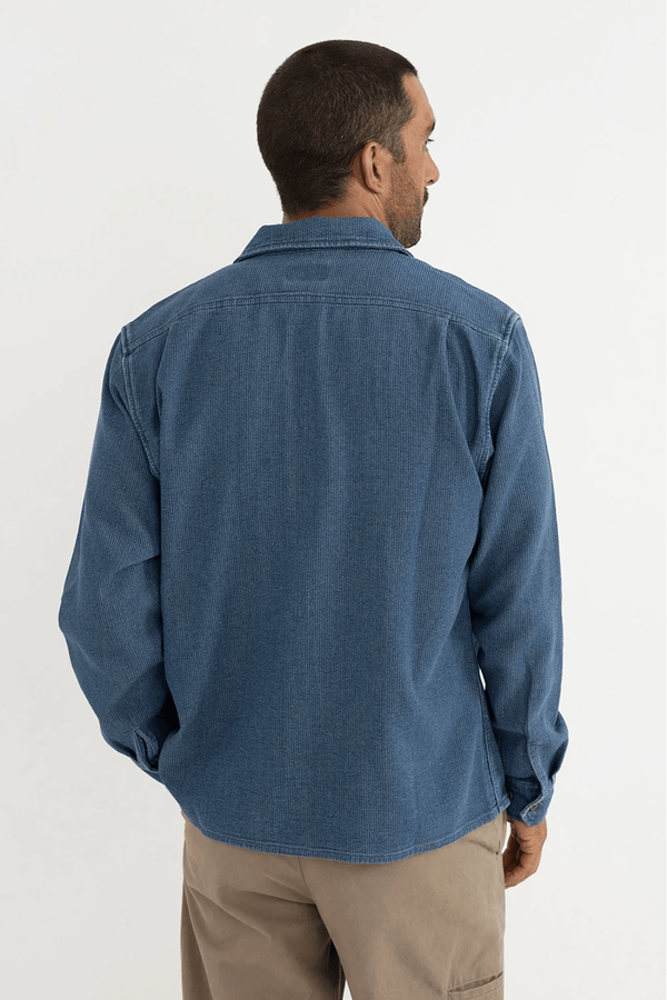 TEXTURED WALE LS SHIRT - WASHED INDIGO