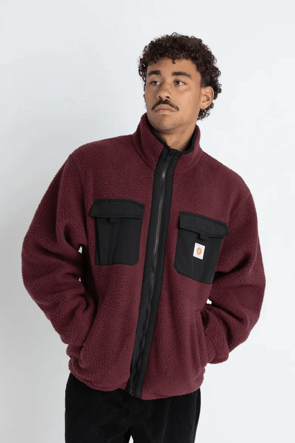 SHERPA ZIP THRU FLEECE - OXBLOOD