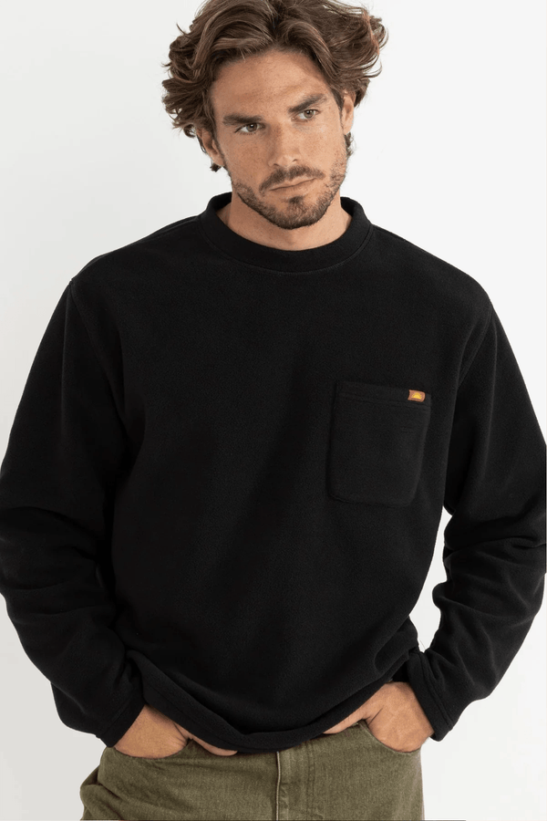 AWAKE POLO FLEECE LS - BLACK