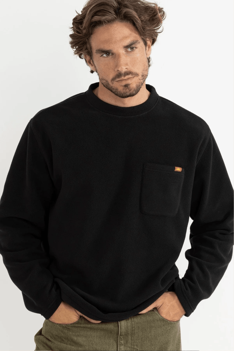 AWAKE POLO FLEECE LS - BLACK