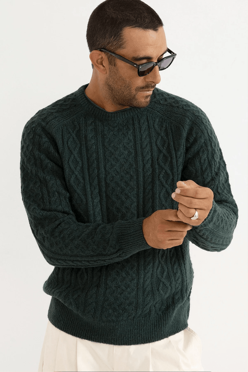 MOHAIR FISHERMANS KNIT - PINE