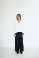 CROSS FLOWER EMBROIDERED BLOUSE - OFFWHITE