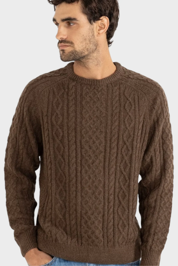 MOHAIR FISHERMANS KNIT - CHOCOLATE