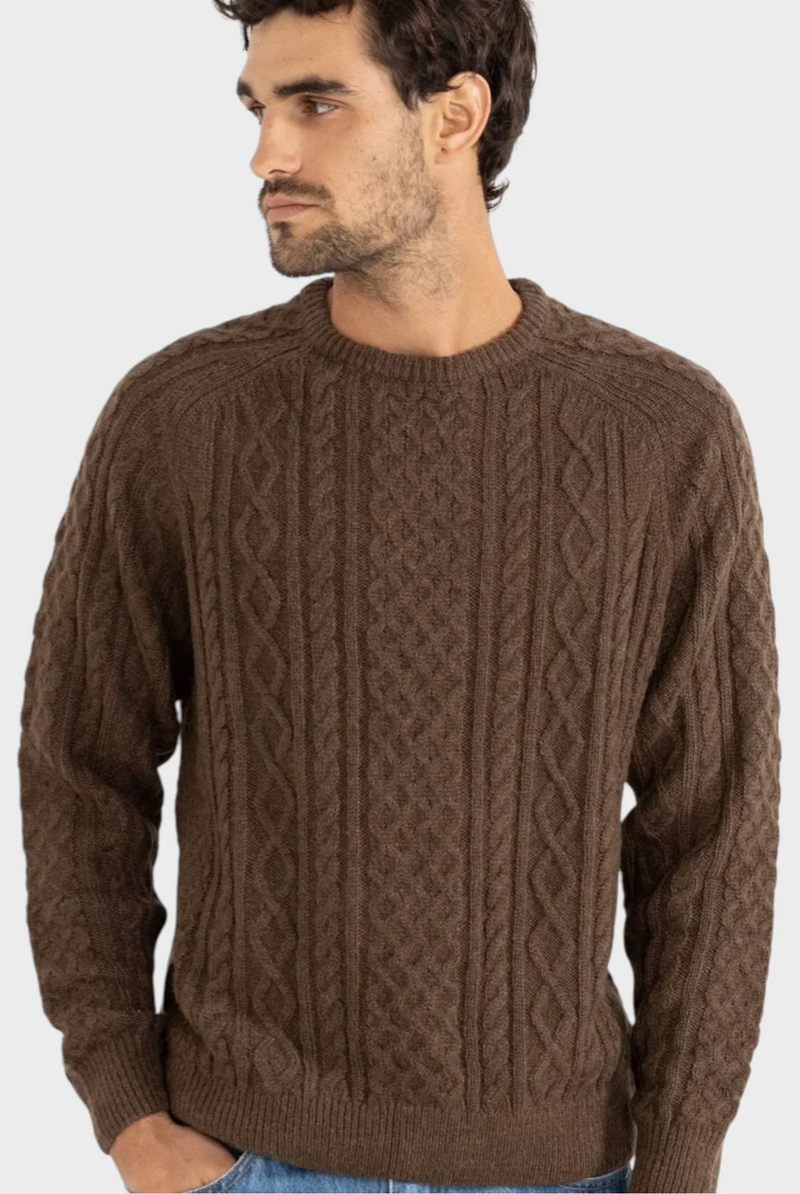MOHAIR FISHERMANS KNIT - CHOCOLATE