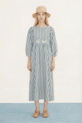 SWANS DRESS - OFFWHITE/DENIM BLUE