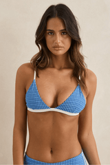 LOLA CHECK BRALETTE TOP - BLUE