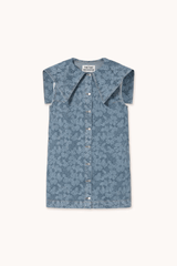 LACE DENIM DRESS - MEDIUM WASH DENIM