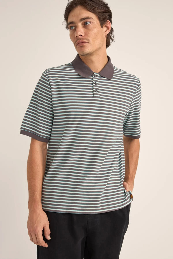 STRIPE SS POLO STRIPE SS POLO - CHARCOAL