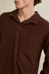 VINTAGE TERRY LS POLO CHOCOLATE