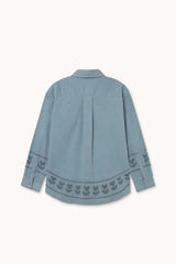 CORDUROY HORSES & FLOWERS RELAXED SHIRT - DENIM BLUE