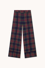 CHECK WIDE PANTS - NAVY