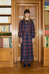 CHECK WIDE PANTS - NAVY