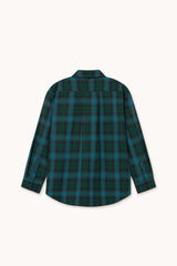 CHECK BOW NECK SHIRT - DARK GREEN