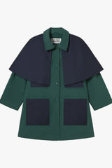 BICOLOR TRENCH COAT - BOTTLE GREEN
