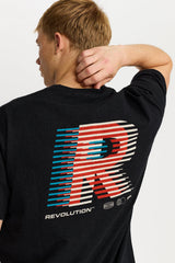 PRINTED T-SHIRT / 1459 LIN - BLACK MELANGE