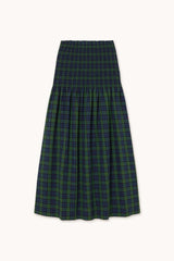 GREEN CHECK SMOCK SKIRT - LIGHT NAVY