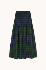 GREEN CHECK SMOCK SKIRT - LIGHT NAVY