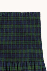 GREEN CHECK SMOCK SKIRT - LIGHT NAVY