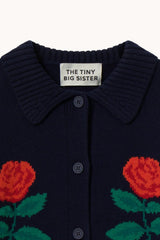 ROSES OVERSIZED CARDIGAN - NAVY