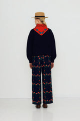 ROSES OVERSIZED CARDIGAN - NAVY