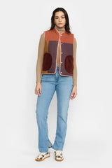QUILTED BLOCK VEST - ORANGE