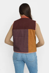 QUILTED BLOCK VEST - ORANGE