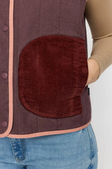 QUILTED BLOCK VEST - ORANGE