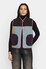 QUILTED BLOCK VEST - BLUE