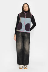 QUILTED BLOCK VEST - BLUE