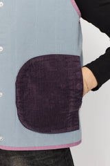 QUILTED BLOCK VEST - BLUE