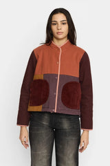 QUILTED PATCHWORK JACKET - ORANGE