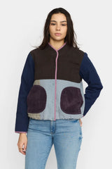 QUILTED PATCHWORK JACKET - BLUE
