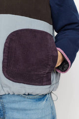 QUILTED PATCHWORK JACKET - BLUE