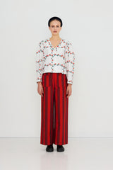 ROSES GRID SAILOR NECK BLOUSE Base *off-white*