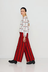 ROSES GRID SAILOR NECK BLOUSE Base *off-white*