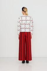 ROSES GRID SAILOR NECK BLOUSE Base *off-white*