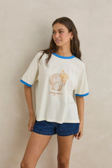 SUNRISE SEASHELL RINGER TEE - WHITE