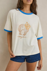 SUNRISE SEASHELL RINGER TEE - WHITE