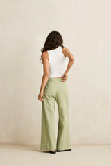 VISTA STRIPE WIDE LEG PANT - OLIVE