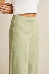 VISTA STRIPE WIDE LEG PANT - OLIVE
