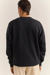 BRAND FLEECE CREW - BLACK