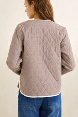 LONDON CHECK REVERSIBLE QUILTED JACKET CHOCOLATE