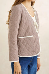 LONDON CHECK REVERSIBLE QUILTED JACKET CHOCOLATE