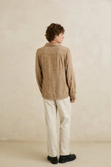 LINEN CHAMBRAY LS SHIRT COFFEE