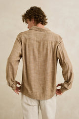 LINEN CHAMBRAY LS SHIRT COFFEE