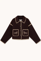 SHORT HORSES EMBROIDERED COAT - CHARCOAL