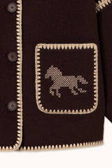 SHORT HORSES EMBROIDERED COAT - CHARCOAL