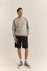 BRAND FLEECE CREW GREY HEATHER