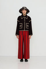 SHORT HORSES EMBROIDERED COAT - CHARCOAL